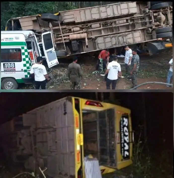 रायपुर से कोंटा जा रही यात्री बस बस्तर में पलटी, एक महिला की मौत , कई घायल
