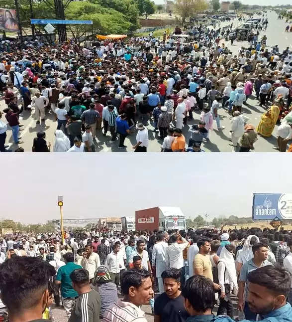फौजी के हत्या को लेकर ग्रामीणों ने लगाया आगरा-दिल्ली राजमार्ग पर जाम, वाहनों की लगी कतारें आरोपियों पर जल्द कार्यवाही की मांग की