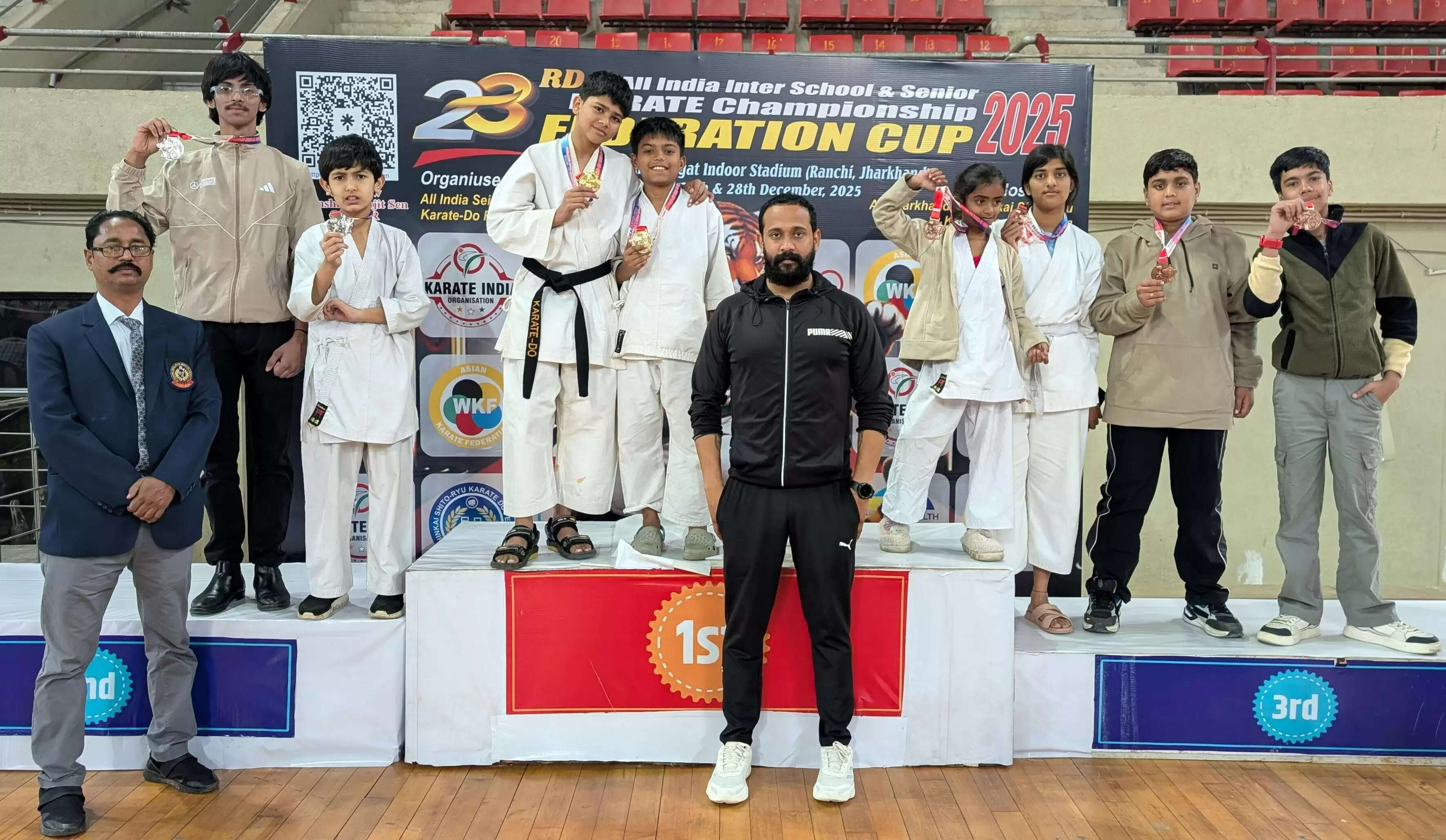 स्कूली कराटे चैंपियनशिप में चित्तौड़ ने जीते आठ पदक, सबसे कम उम्र के एकांश को स्वर्ण