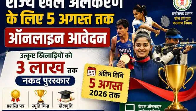 राज्य खेल अलंकृत पुरस्कार, मुख्यमंत्री ट्रॉफी एवं डाइट मनी के लिए आवेदन पांच अगस्त तक आमंत्रित