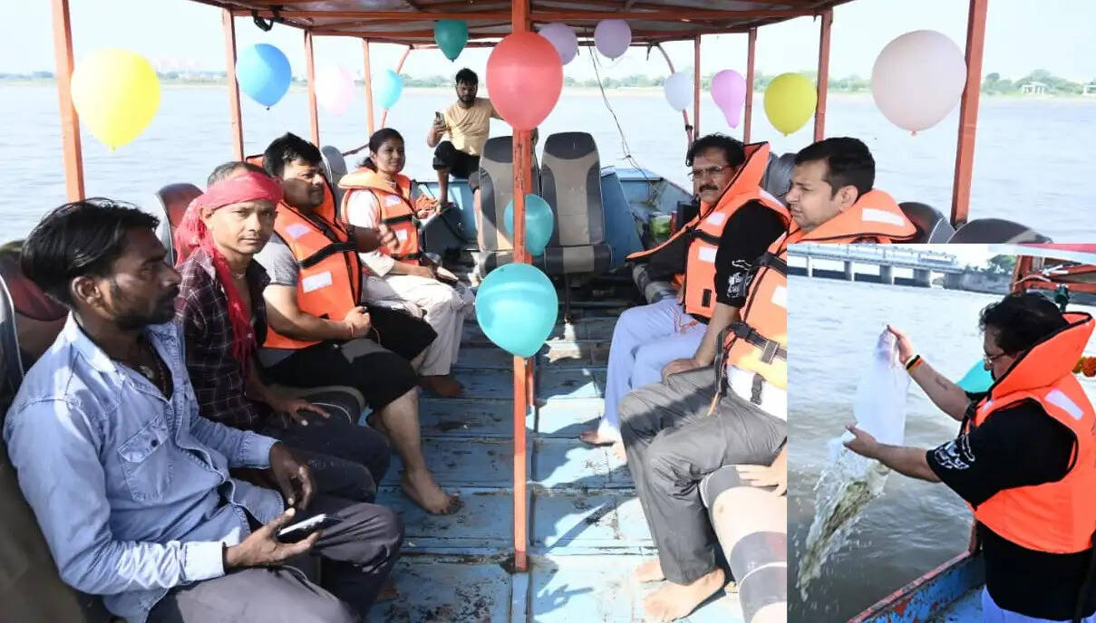 जिला पंचायत अध्यक्ष ने 50 हजार मछली फिंगरलिंग्स यमुना नदी में छोड़ी