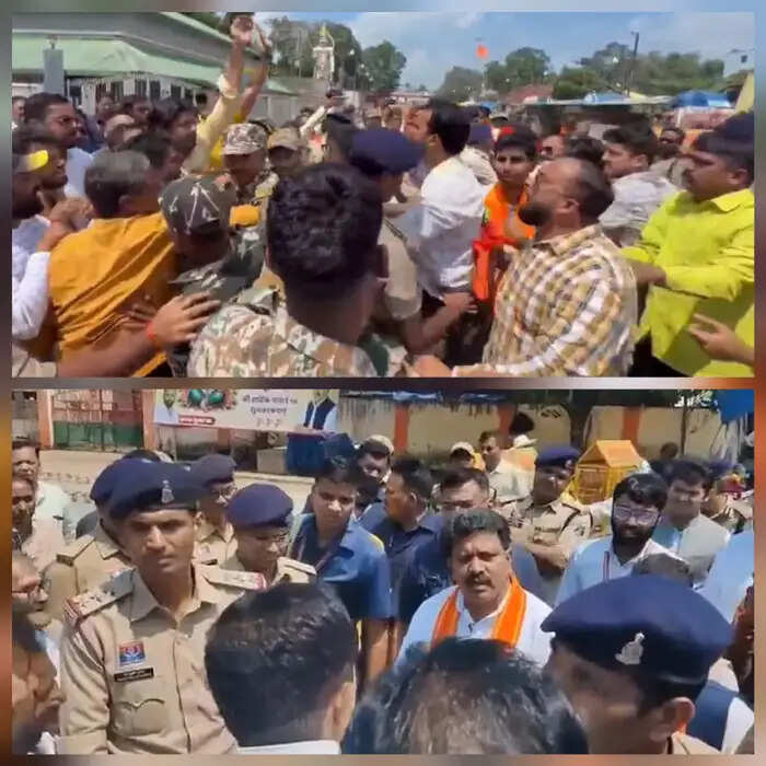 उपमुख्यमंत्री के सामने भाजपा-कांग्रेस कार्यकर्ताओं में हुई धक्का-मुक्की