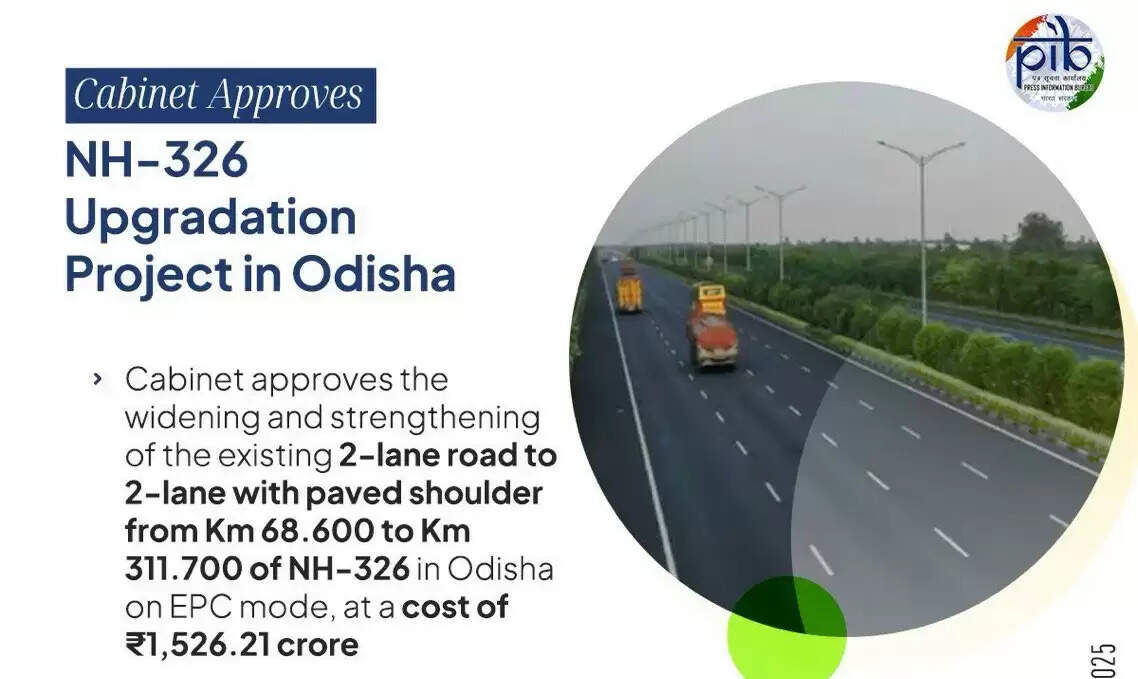 कैबिनेट : ओडिशा में एनएच-326 चौड़ीकरण को मंजूरी