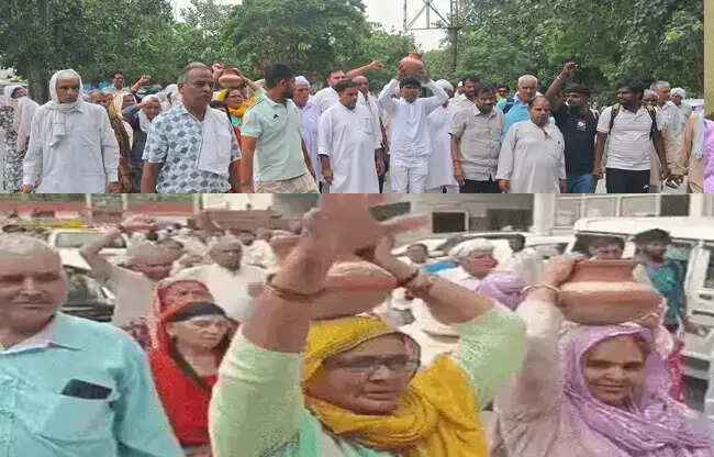 सोनीपत: मटकाें में गंदा पानी और कूड़ा लेकर निगम पहुंचे पार्षद प्रतिनिधि, किया रोष प्रदर्शन