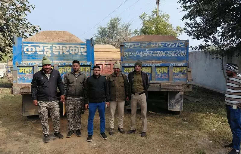 ग्वालियरः रेत के अवैध परिवहन के खिलाफ कार्रवाई, पाँच वाहन जब्त