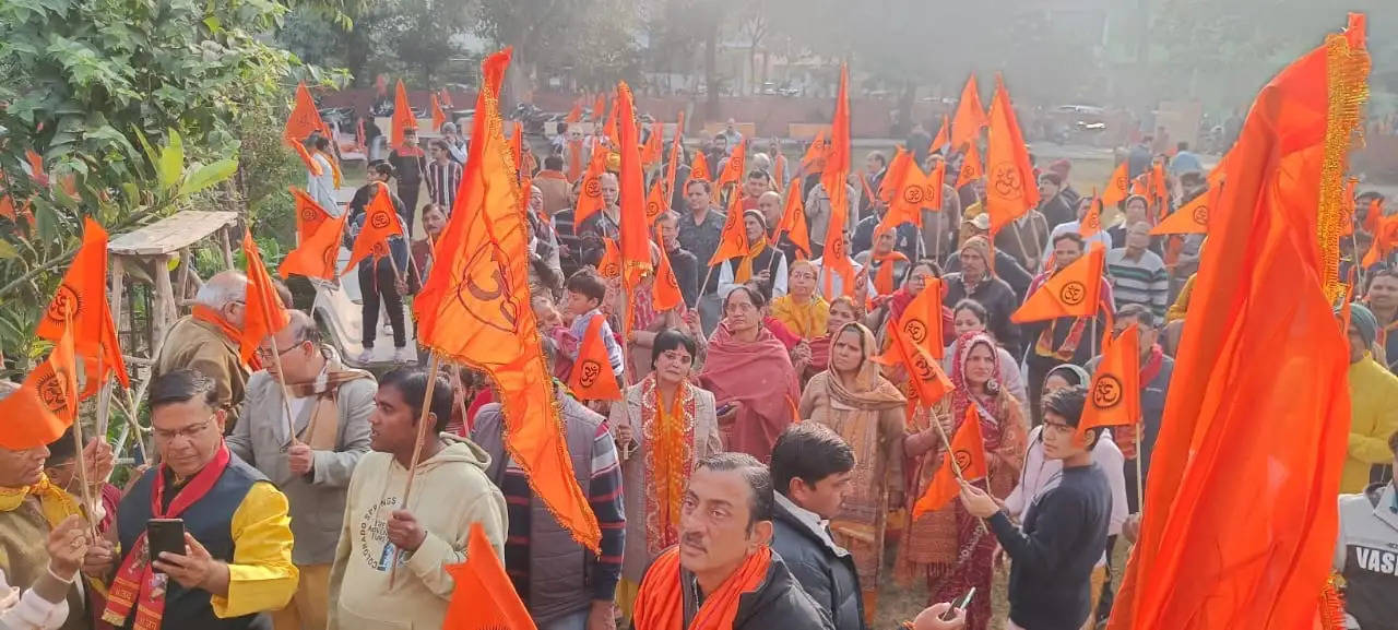 अयोध्या से आए अक्षत कलश के साथ मानसरोवर में हुई भव्य शोभायात्रा