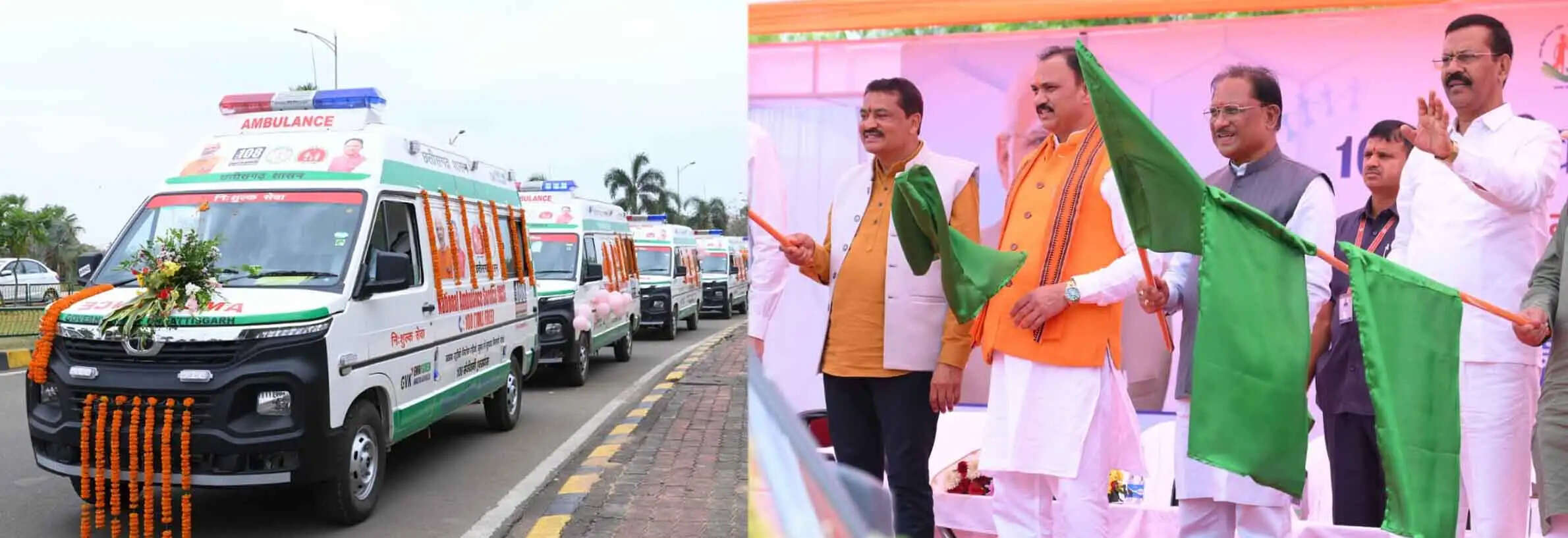 मुख्यमंत्री साय ने 370 नई एम्बुलेंस को दिखाई हरी झंडी