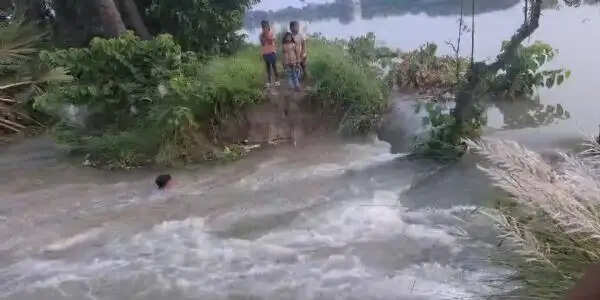 मांझी प्रखंड के चेफूल पंचायत में दहा नदी का बांध टूटा, घरों में घुसा पानी