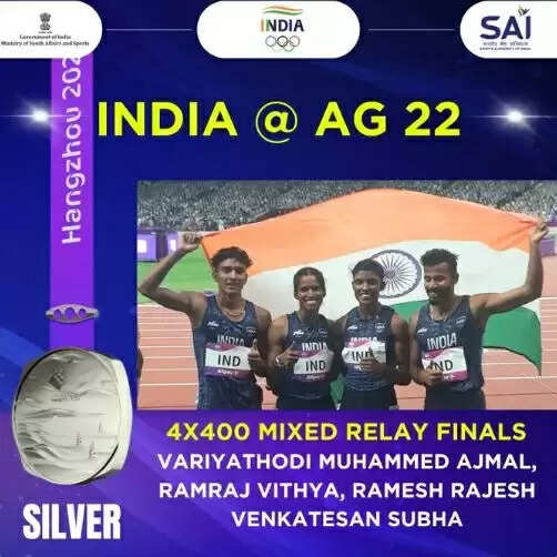 एशियाई खेल : भारतीय टीम ने 4x400 मीटर मिश्रित रिले स्पर्धा में जीता रजत