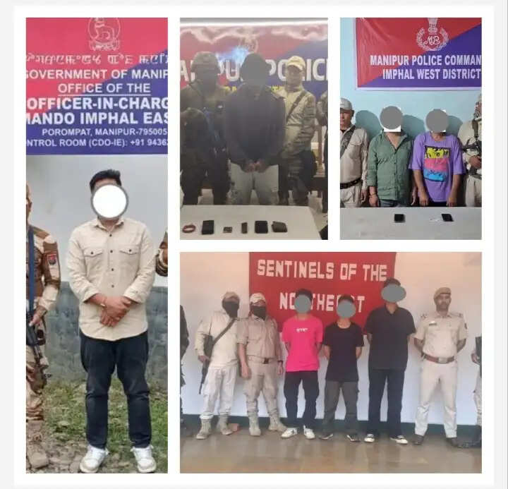 मणिपुर में भारत-म्यांमार सीमावर्ती इलाकों से पीएलए, यूएनएलएफ और केवाईकेएल के कई उग्रवादी गिरफ्तार