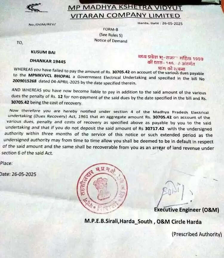 हिंदी महज दिखावा : किसान को लगा बिजली बिल का झटका, अंग्रेजी में थमा दिया बकाया नोटिस