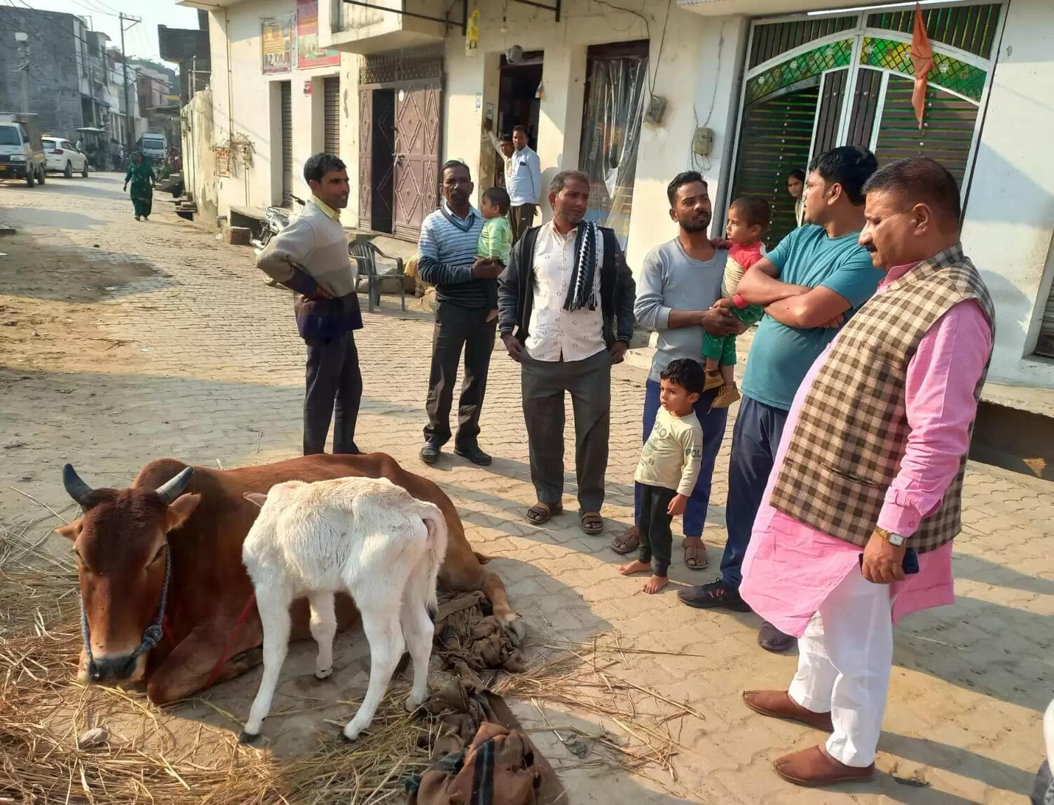 उप्र गौसेवा आयोग के सदस्य दीपक गोयल ने अस्वस्थ लाचार गौमाता को गौशाला पहुंचाया