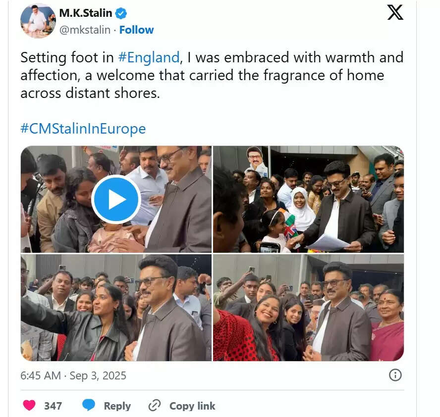 लंदन में कदम रखते ही तमिलों ने स्नेह से मुझे गले लगा लिया : मुख्यमंत्री स्टालिन