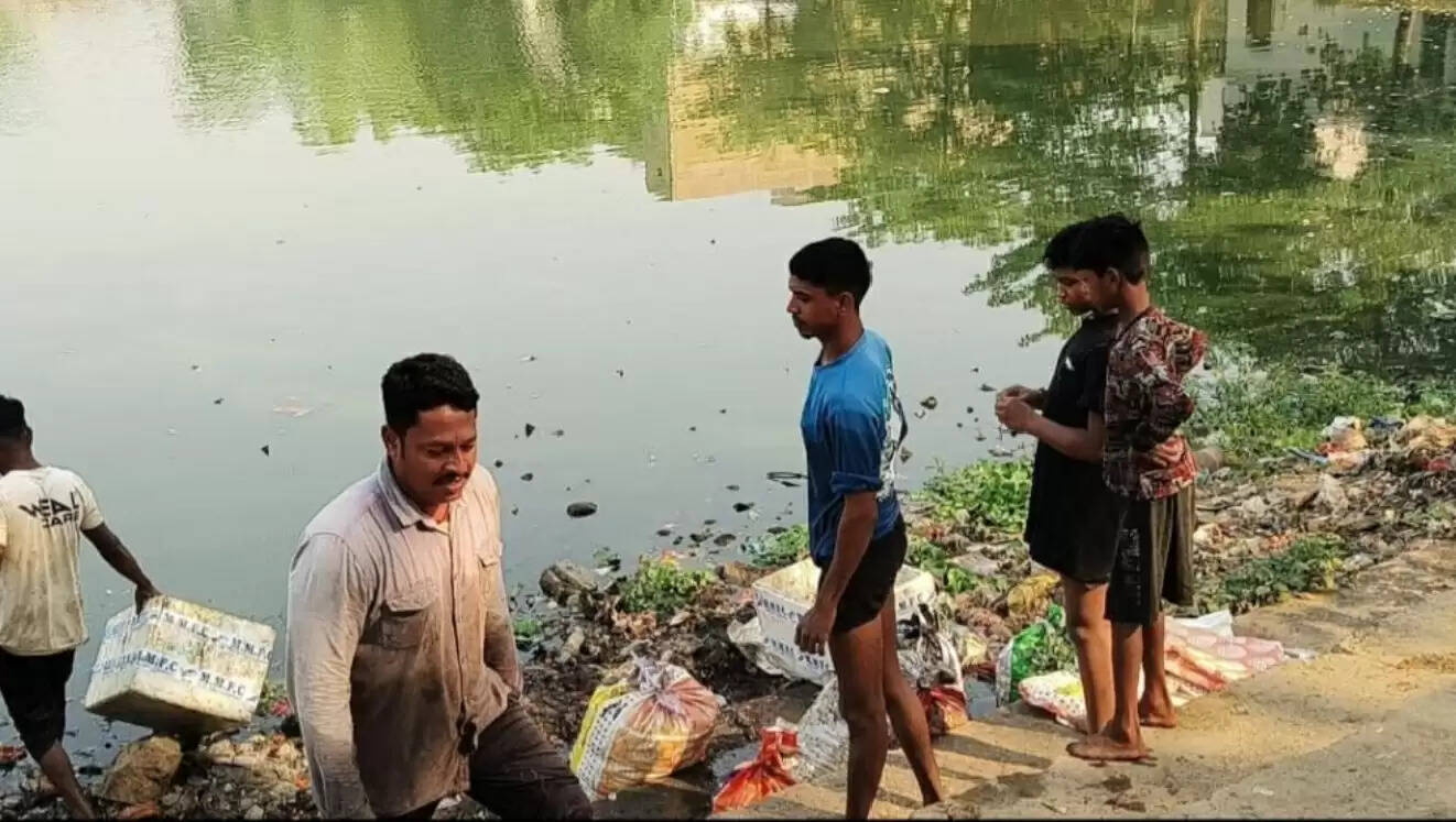 शीतला तालाब में हजारों मछलियों की मौत, बदबू से वार्डवासी परेशान