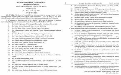 केंद्र ने व्यापार मंडल में विभिन्न क्षेत्रों के 29 सदस्यों को नामित किया