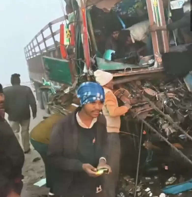 ब्रेक फेल होने से मार्बल लदा ट्रक हाइवा से टकराया, चालक गंभीर