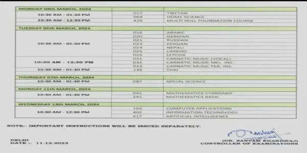 सीबीएसई ने 10वीं और 12वीं बोर्ड परीक्षाओं के लिए जारी की डेटशीट, 15 फरवरी से शुरू होंगी परीक्षाएं