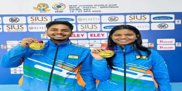 शांभवी और दिव्यांशु ने जूनियर विश्व रिकॉर्ड के साथ मिक्स्ड टीम एयर राइफल में जीता स्वर्ण