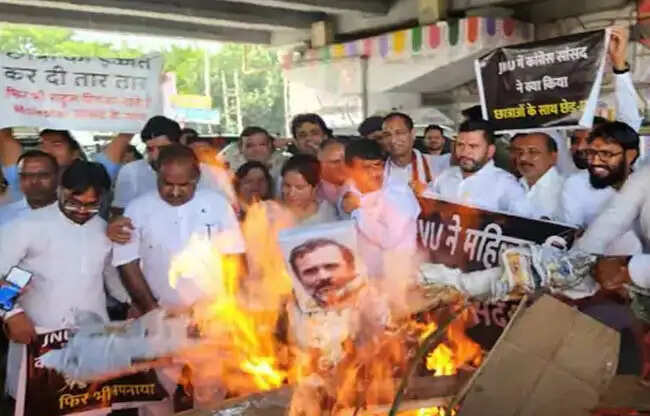 सोनीपत: भाजपा कार्यकर्ता महिलाओं ने प्रदर्शन कर राहुल गांधी का पुतला फूंका