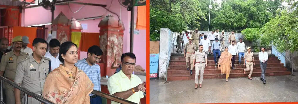 श्रावण मास व कावड़ यात्रा को लेकर डीएम-एसपी ने ताम्बेश्वर मंदिर व ओमघाट का किया निरीक्षण