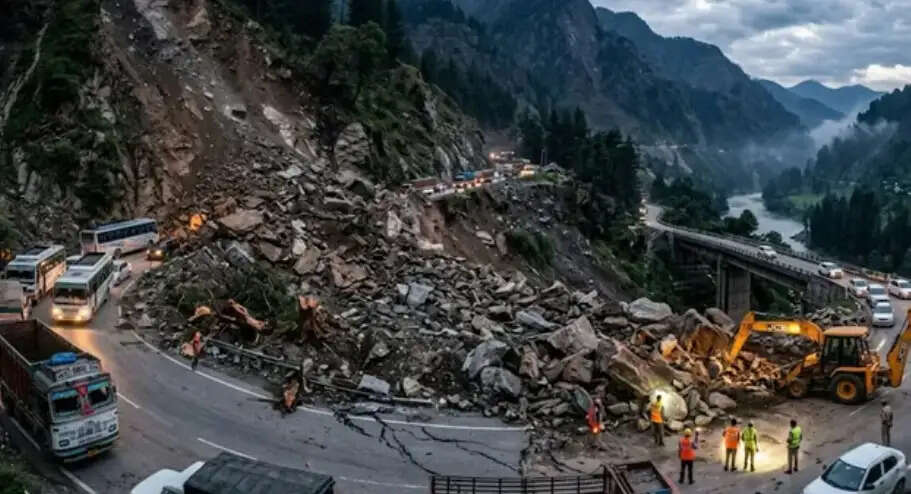 जम्मू-श्रीनगर राष्ट्रीय राजमार्ग-44 पर भारी भूस्खलन, दोनों तरफ का रास्ता बंद