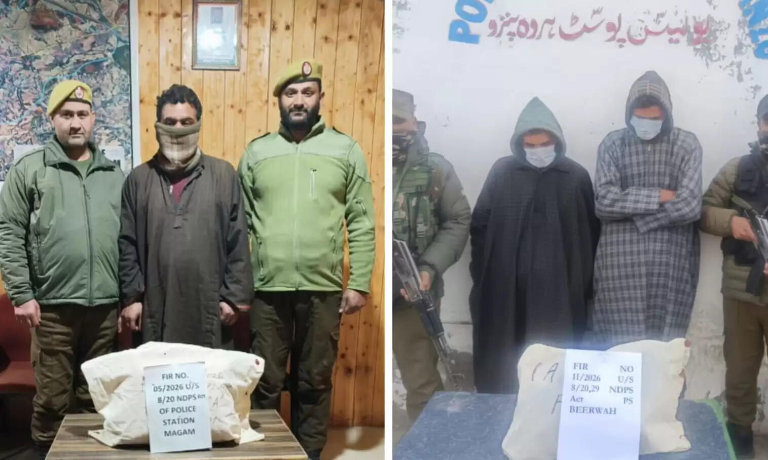 जम्मू-कश्मीर के बडगाम में तीन तस्कर गिरफ्तार, 4 किलो चरस बरामद