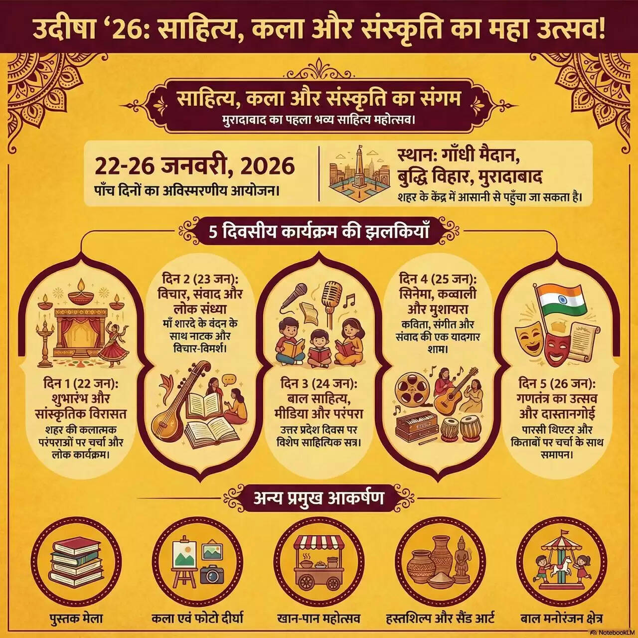 मुरादाबाद मंडल के इतिहास में पहली बार होगा साहित्य, संस्कृति को समर्पित विराट आयोजन “उदीषाः चौपाला साहित्योत्सव“