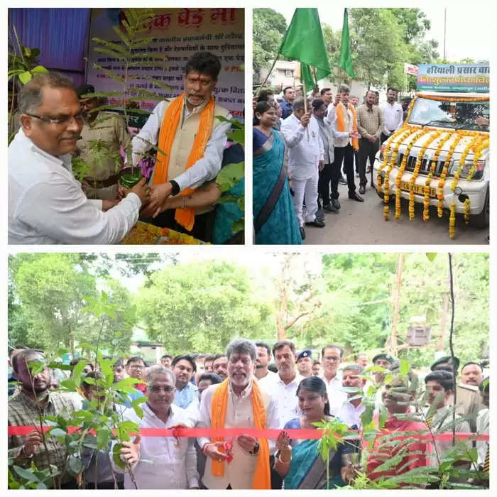 भाजपा प्रदेश अध्यक्ष ने एक पेड़ मां के नाम नि:शुल्क पौधा वितरण व हरियाली प्रसार वाहन को किया रवाना