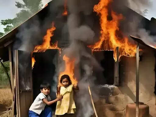 कच्चे मकान में आग लगने से जिंदा जले भाई-बहन