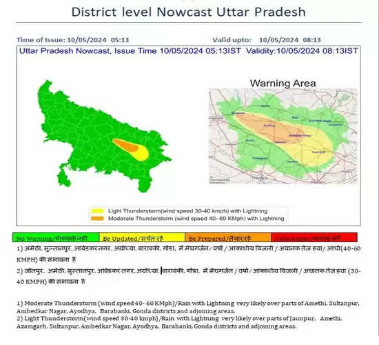 पूर्वी उप्र के सात जिलों में मेघ गर्जना व आकाशीय बिजली के साथ वर्षा की संभावना