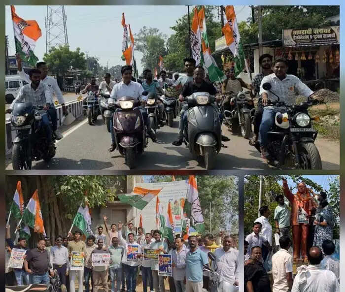 भानुप्रतापपुर में कांग्रेस ने 'वोट बचाओ–देश बचाओ' माेटरसाइकिल रैली निकाल