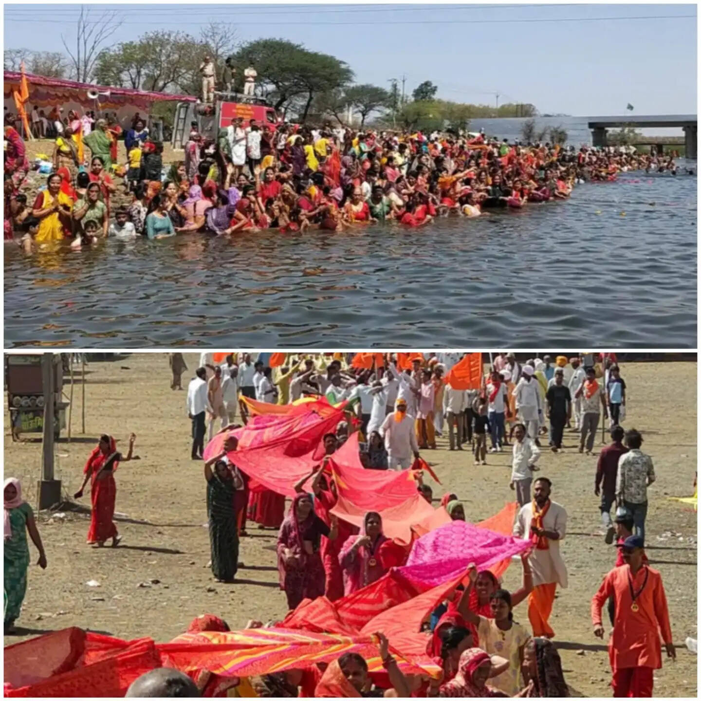 राजगढ़ः गाड़गंगा नदी में श्रद्वालुओं ने लगाई डूबकी, 501 मीटर लंबी चुनरी यात्रा निकाली