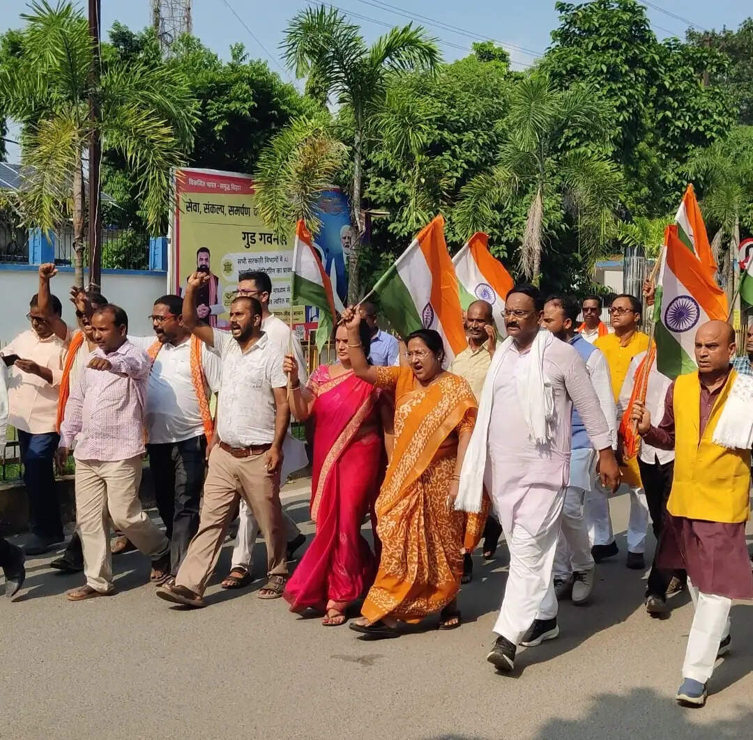 भाजपा के हर घर तिरंगा यात्रा में देशभक्ति के नारों से गूंजा शहर