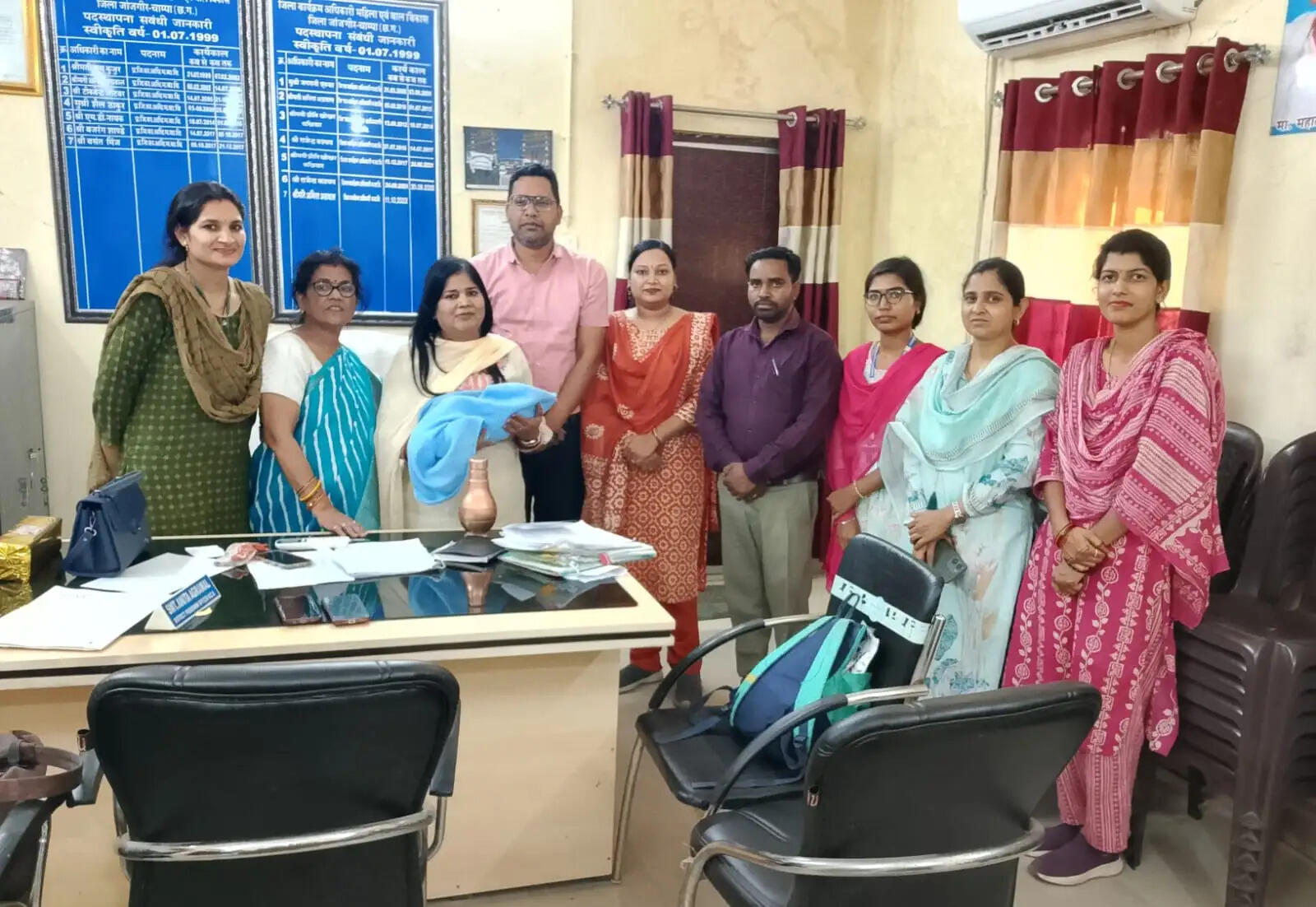 महिला एवं बाल विकास विभाग एवं पुलिस विभाग की टीम द्वारा नवजात शिशु को दिया गया संरक्षण