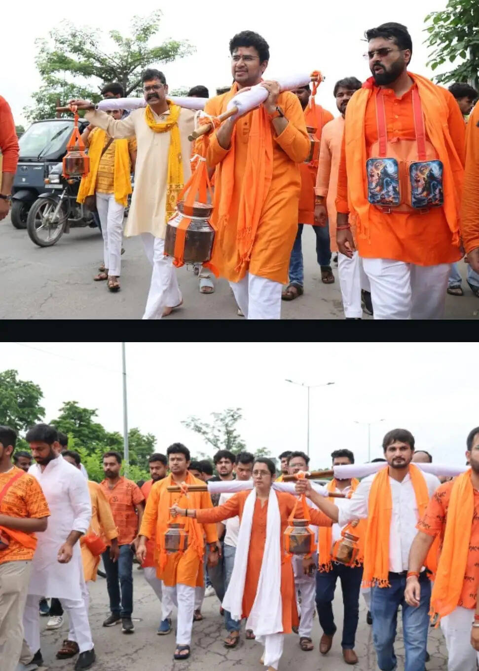 सावन में हरिद्वार से ऋषिकेश तक तेजस्वी सूर्या ने उठाई कांवड़, हरिद्वार से वीरभद्र तक निकली यात्रा
