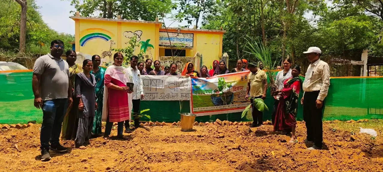 विश्व पर्यावरण दिवस पर सामुदायिक सहभागिता के साथ पोषण वाटिका में रोपे गए पौधे