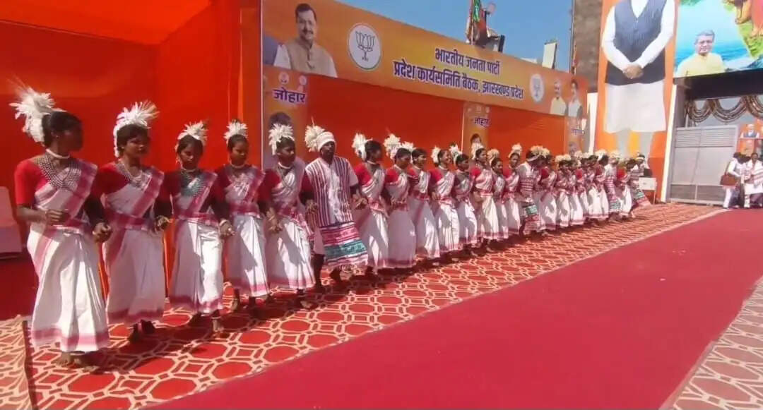 झारखंड भाजपा की प्रदेश कार्यसमिति बैठक में पहुंचे राष्ट्रीय अध्यक्ष नितिन नवीन, मांदर बजाकर बढ़ाया कलाकारों का उत्साह