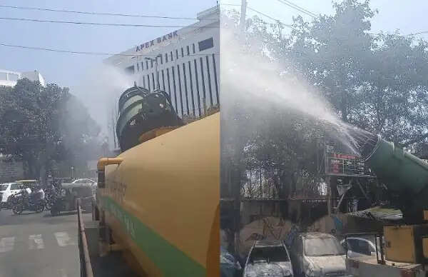 भोपाल: वायु गुणवत्ता सुधारने शहर में फागर मशीनों से हाे रहा पानी का छिड़काव
