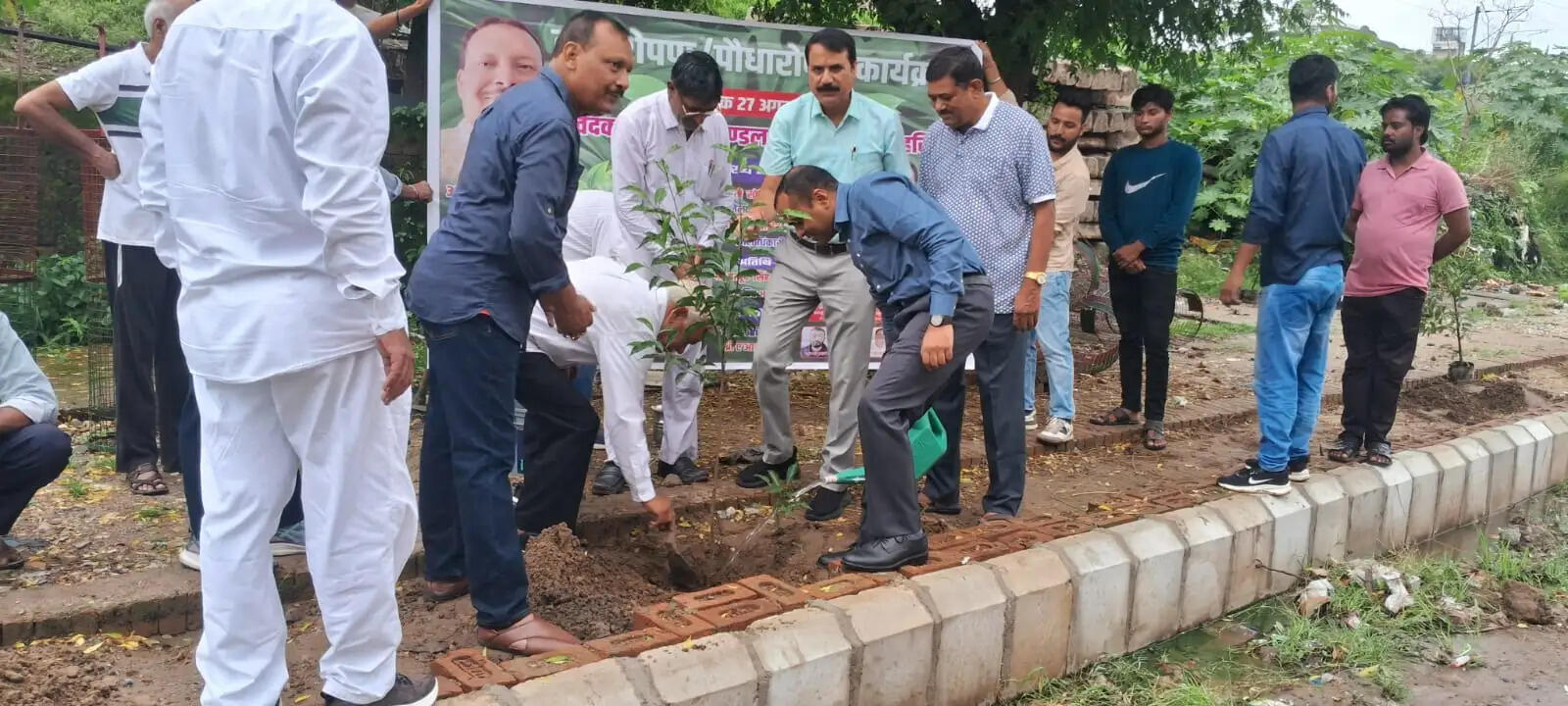 व्यापारियों ने जिलाधिकारी के साथ किया पौधारोपण