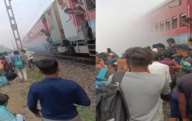 मप्र के चारखेड़ा स्टेशन के पास काशी एक्सप्रेस की बोगी के पहियों से अचानक निकलने लगा धुआं