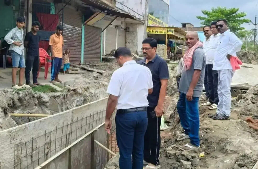 नाला निर्माण कार्य का मुख्य पार्षद ने किया निरीक्षण