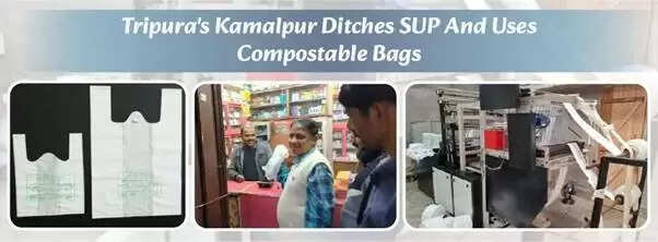 त्रिपुरा में कमालपुर नगर पंचायत पीबीएटी से बने कम्पोस्टेबल बैग के उपयोग को दे रही बढ़ावा
