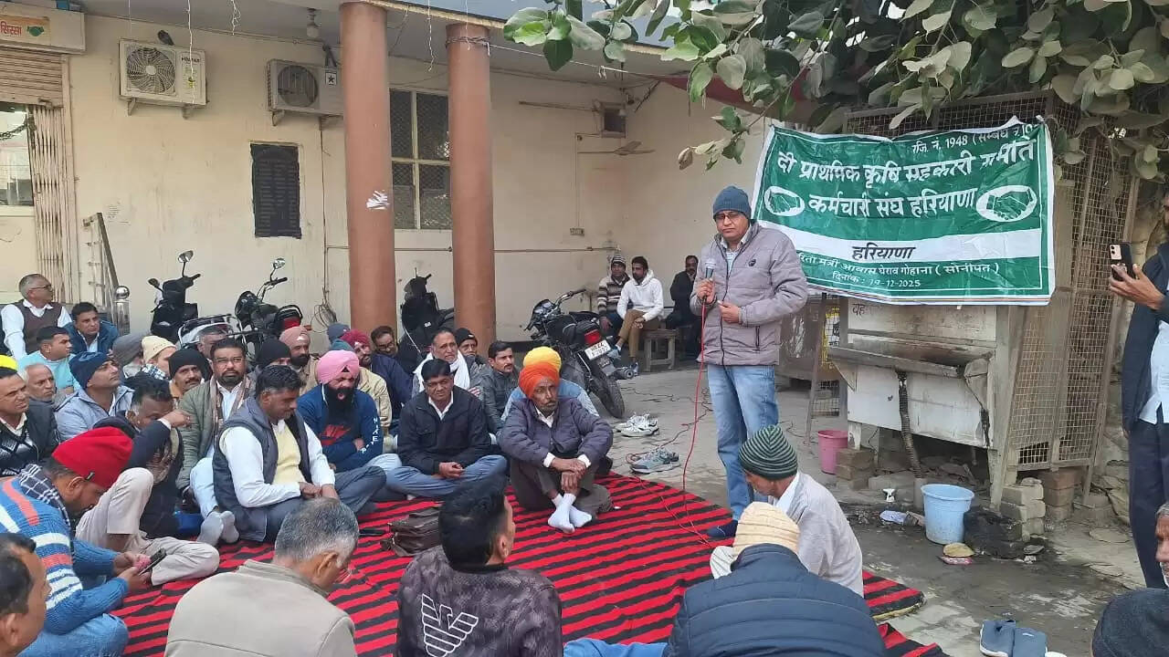 सिरसा: पैक्स कर्मचारियों ने जिला सहकारी बैंक के समक्ष दिया धरना