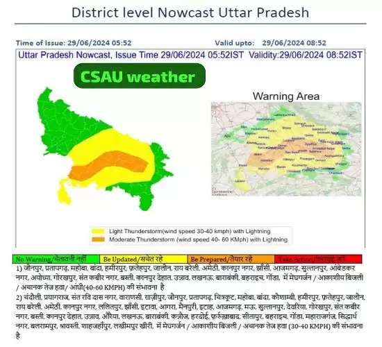 उप्र के 48 जनपदों में मेघ गर्जन,आकाशीय बिजली,तेज हवाओं के साथ बारिश की संभावना