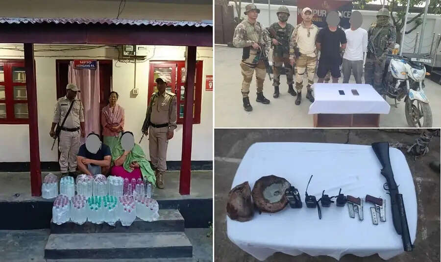 मणिपुर में दाे उग्रवादी एवं दाे शराब तस्कर गिरफ्तार, हथियार बरामद