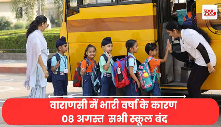 वाराणसी में भारी वर्षा के कारण 8 अगस्त 2025 को सभी स्कूल बंद