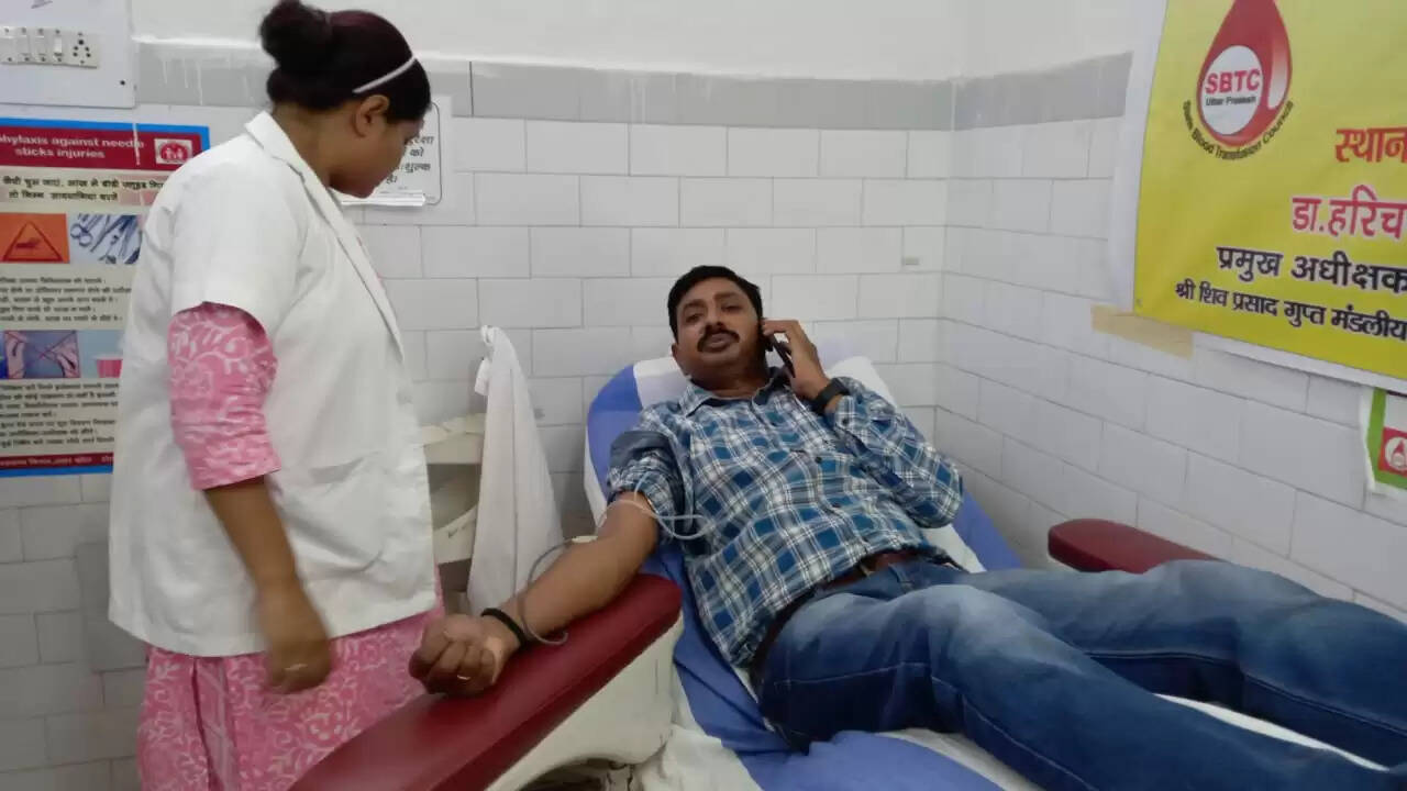 Doctors and medical workers donated blood in Kabirchaura Blood Bank